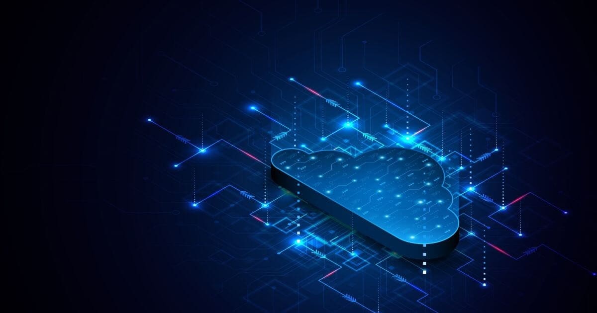 GovCloud Los Angeles - Secure Cloud Symbol with Cybersecurity Wireframe Background by Global IT