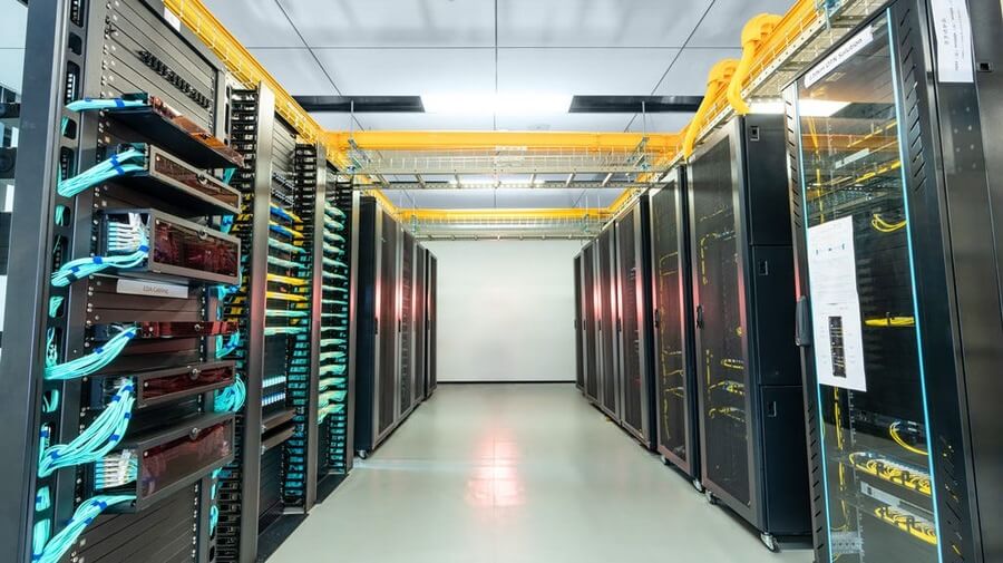 Organized structured cabling in a modern server room